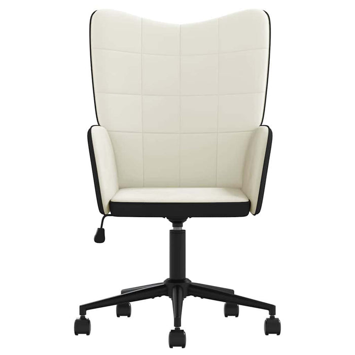 Scaun de relaxare, alb crem, catifea și PVC WALTI