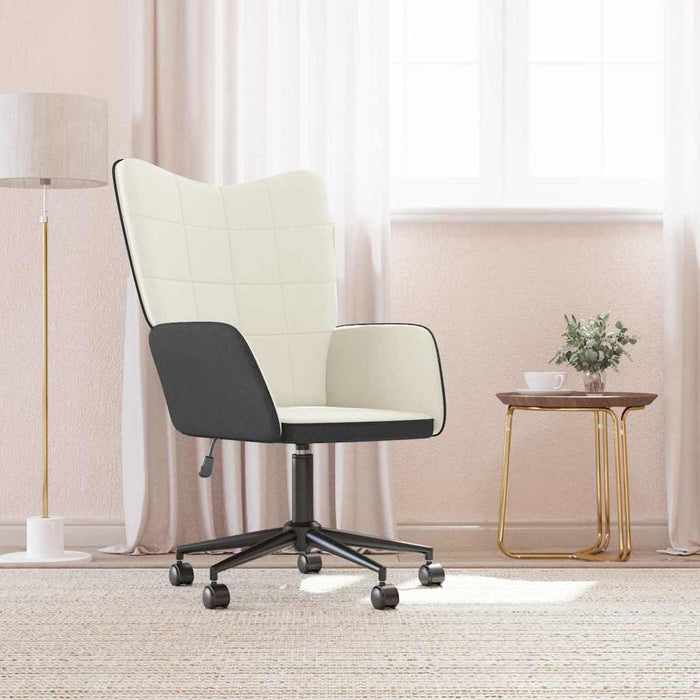 Scaun de relaxare, alb crem, catifea și PVC WALTI