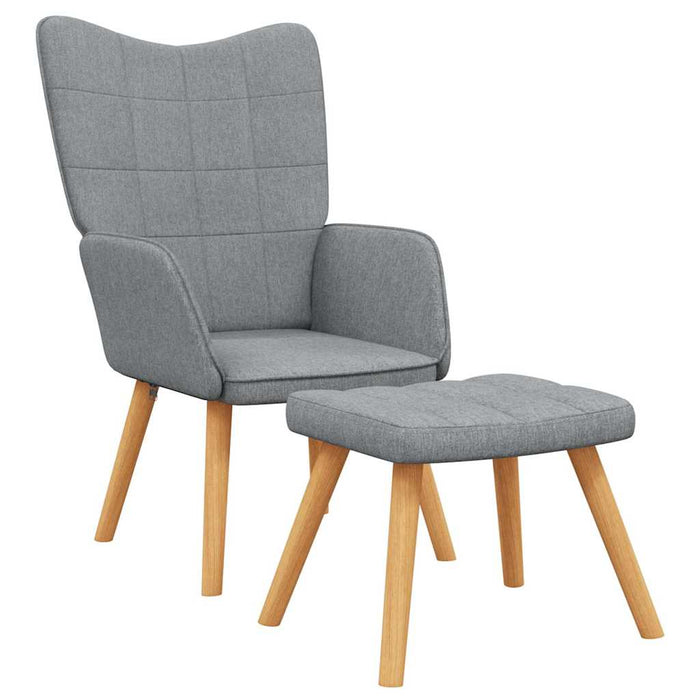 Scaun de relaxare cu taburet, gri deschis, textil - WALTI WALTI