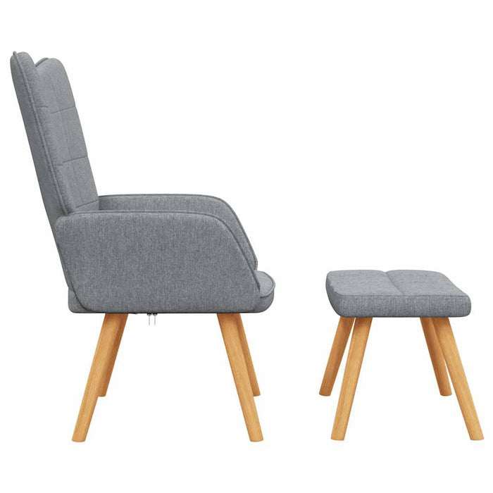 Scaun de relaxare cu taburet, gri deschis, textil - WALTI WALTI