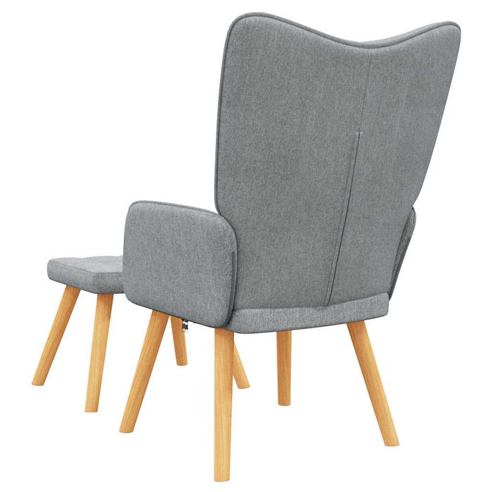 Scaun de relaxare cu taburet, gri deschis, textil - WALTI WALTI