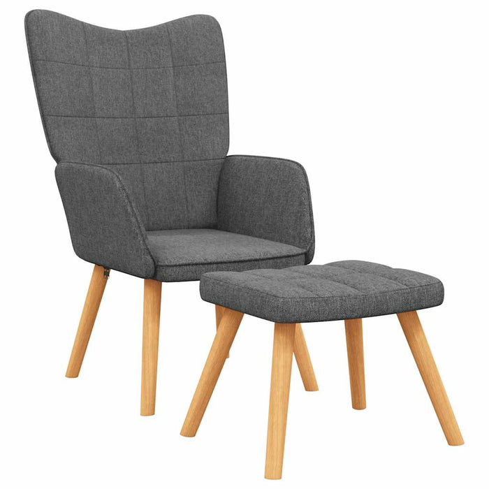 Scaun de relaxare cu taburet, gri închis, textil - WALTI WALTI