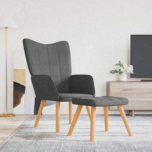 Scaun de relaxare cu taburet, gri închis, textil - WALTI WALTI