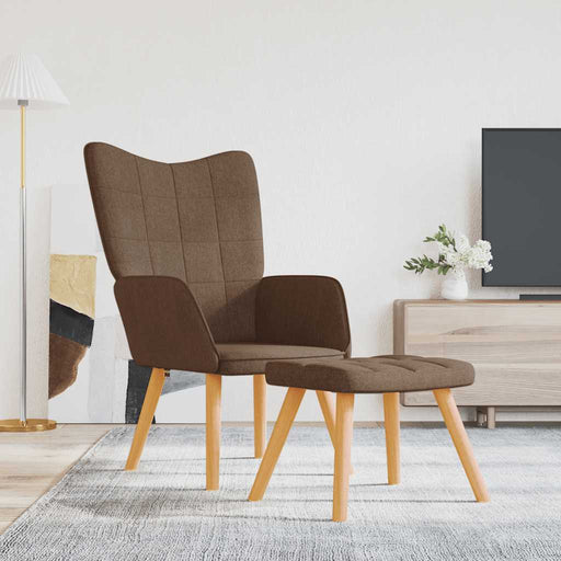Scaun de relaxare cu taburet, maro, textil - WALTI WALTI
