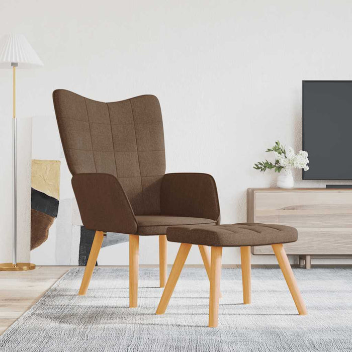 Scaun de relaxare cu taburet, maro, textil WALTI