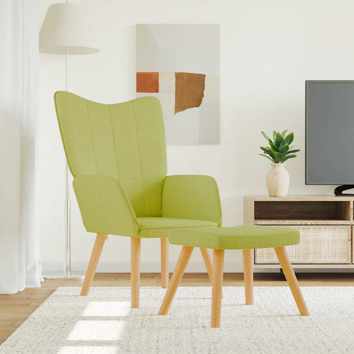 Scaun de relaxare cu taburet, verde, textil WALTI