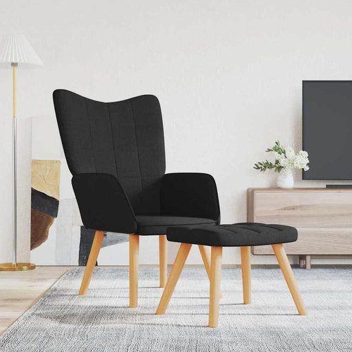 Scaun de relaxare cu taburet, negru, textil - WALTI WALTI