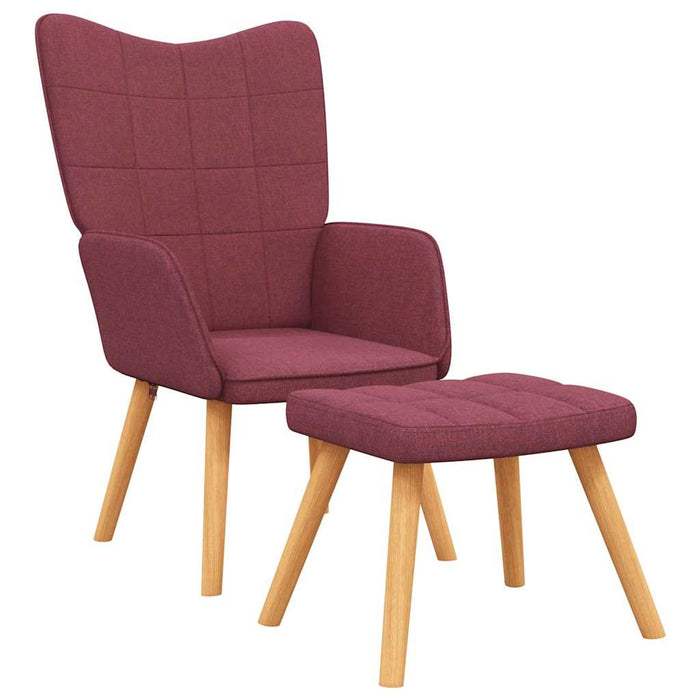 Scaun de relaxare cu taburet, roșu vin, textil WALTI