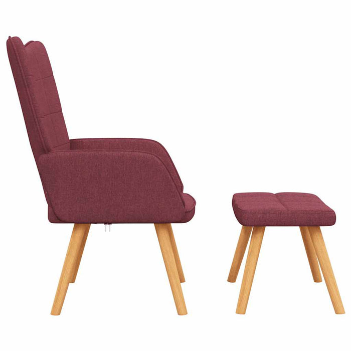 Scaun de relaxare cu taburet, roșu vin, textil WALTI