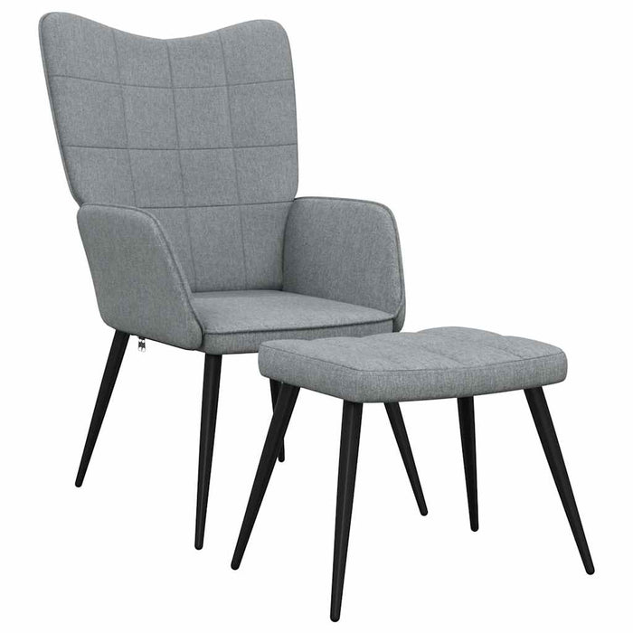 Scaun de relaxare cu taburet, gri deschis,textil - WALTI WALTI