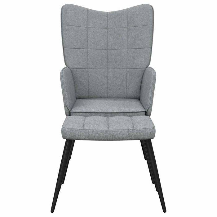 Scaun de relaxare cu taburet, gri deschis,textil - WALTI WALTI