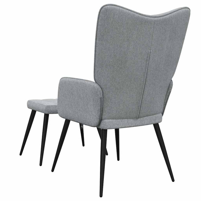 Scaun de relaxare cu taburet, gri deschis,textil - WALTI WALTI