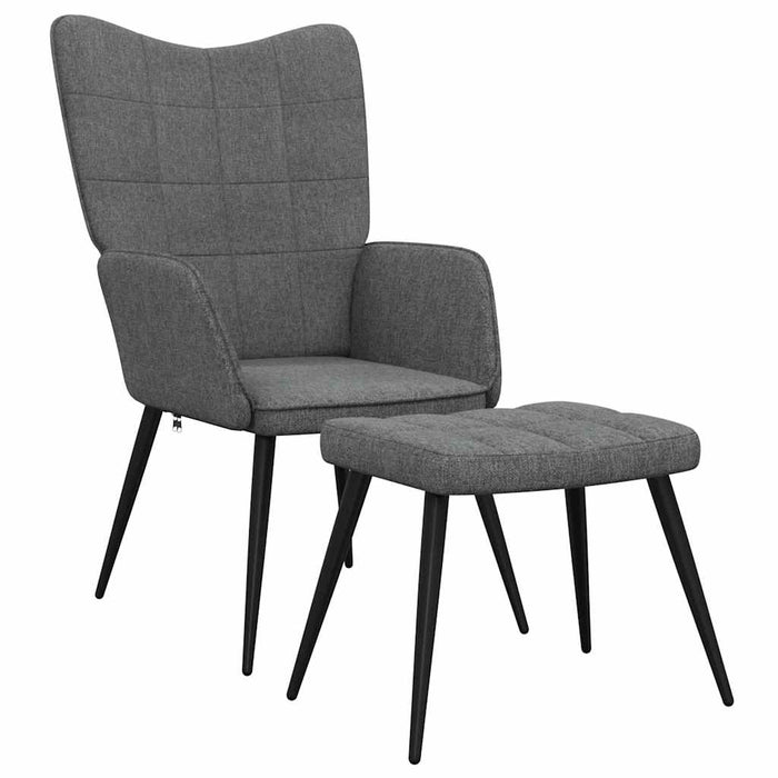 Scaun de relaxare cu taburet, gri închis, textil - WALTI WALTI