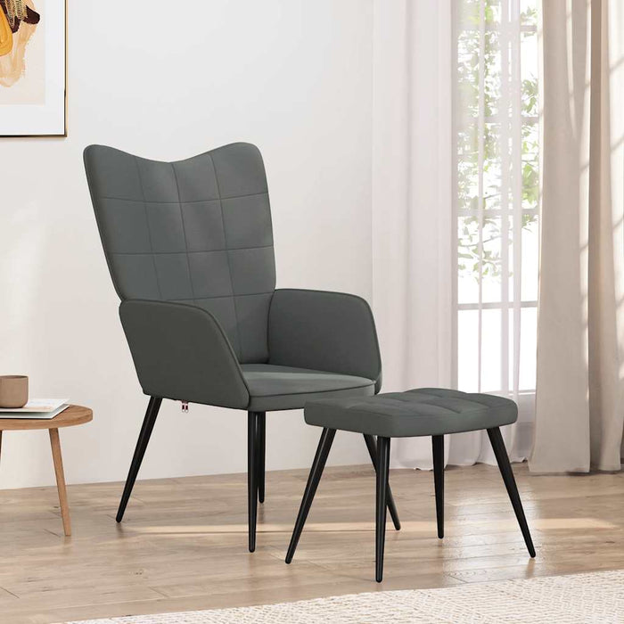 Scaun de relaxare cu taburet, gri închis, textil - WALTI WALTI