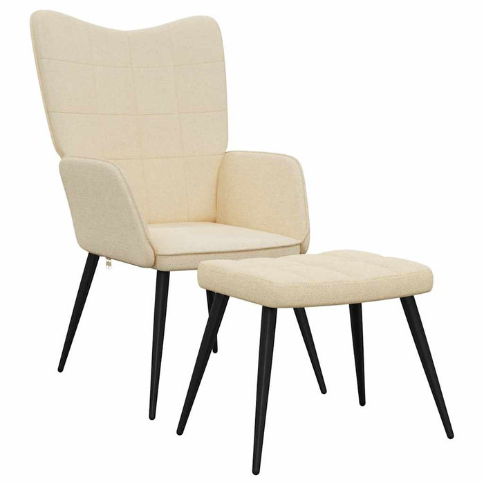 Scaun de relaxare cu taburet, crem, textil - WALTI WALTI