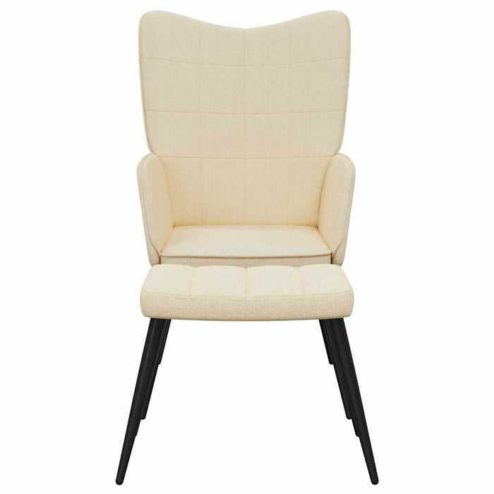 Scaun de relaxare cu taburet, crem, textil - WALTI WALTI