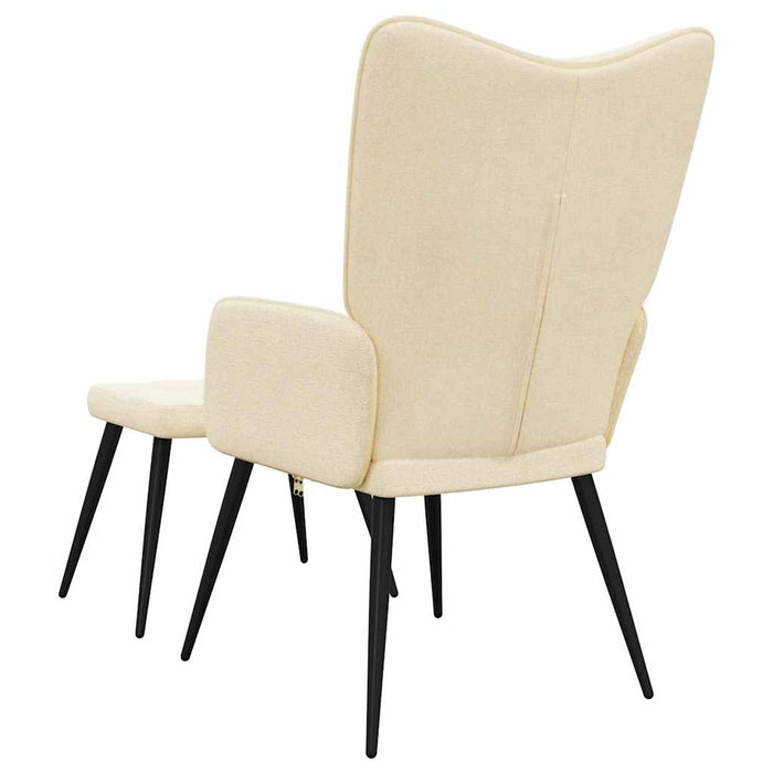 Scaun de relaxare cu taburet, crem, textil - WALTI WALTI