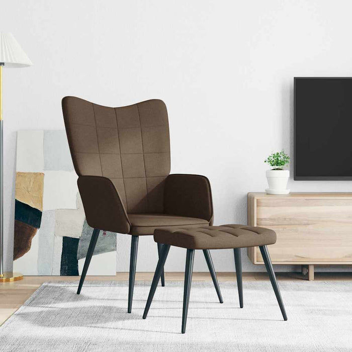 Scaun de relaxare cu taburet, maro, textil - WALTI WALTI