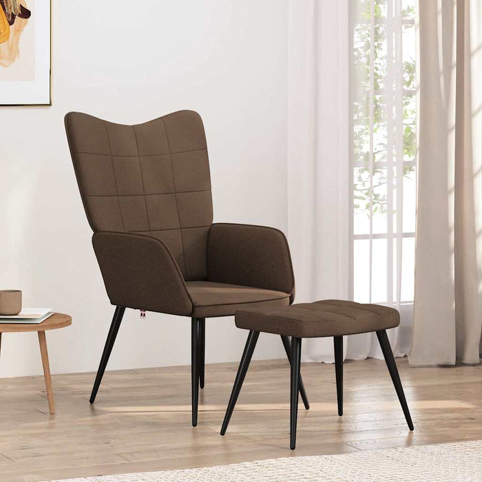 Scaun de relaxare cu taburet, maro, textil - WALTI WALTI
