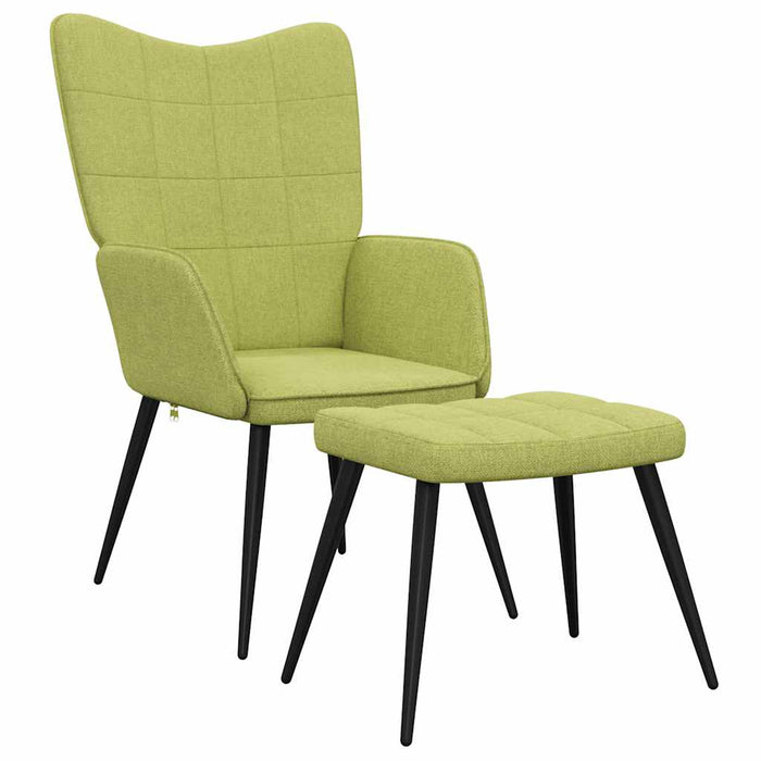 Scaun de relaxare cu taburet, verde, textil WALTI