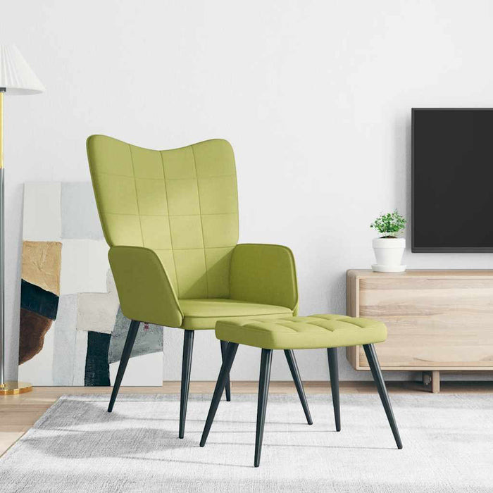 Scaun de relaxare cu taburet, verde, textil WALTI