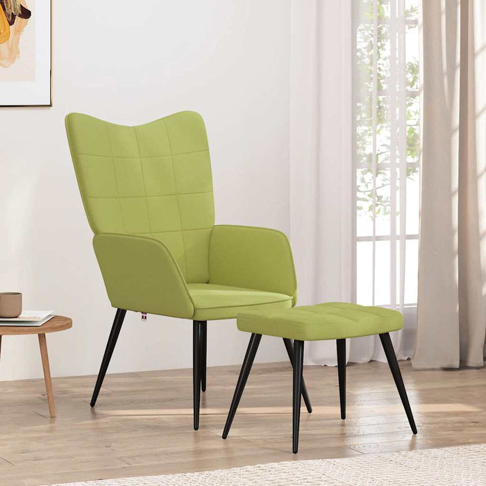 Scaun de relaxare cu taburet, verde, textil WALTI