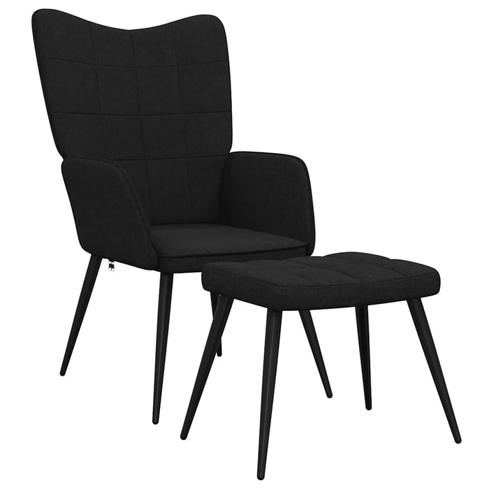 Scaun de relaxare cu taburet, negru, textil - WALTI WALTI