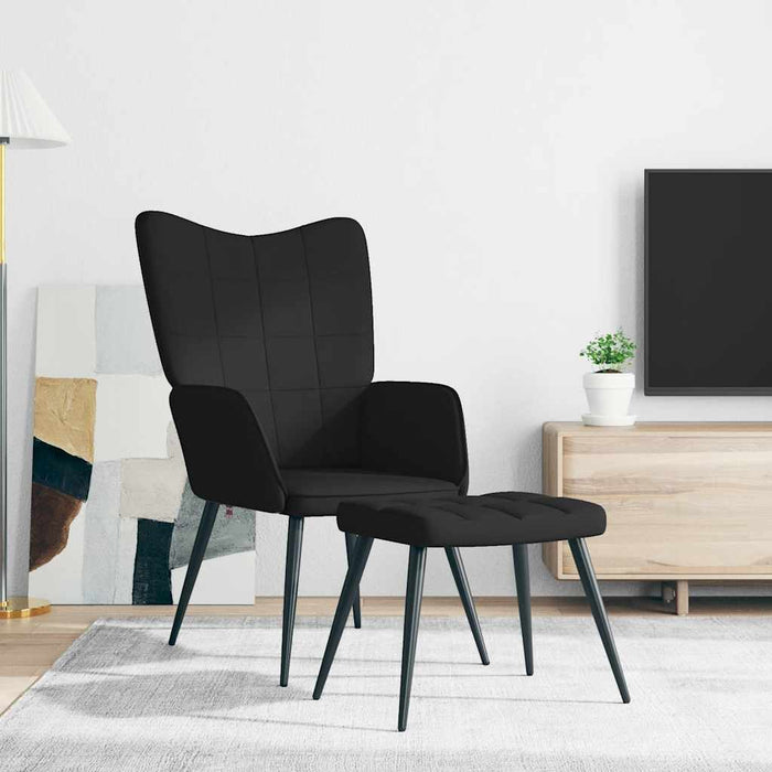 Scaun de relaxare cu taburet, negru, textil - WALTI WALTI
