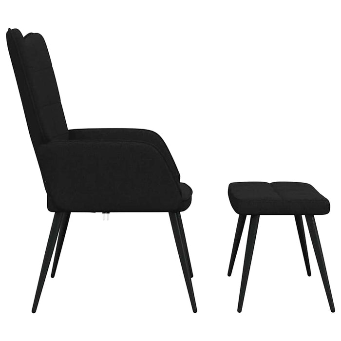 Scaun de relaxare cu taburet, negru, textil - WALTI WALTI