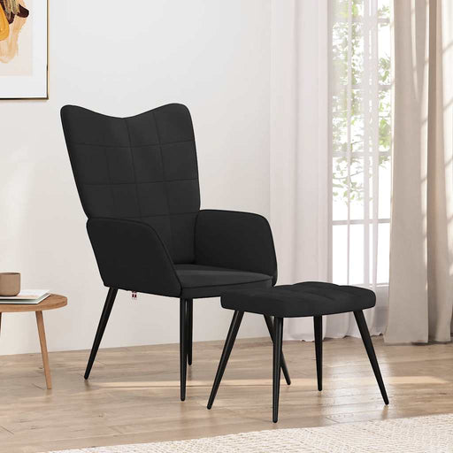 Scaun de relaxare cu taburet, negru, textil - WALTI WALTI