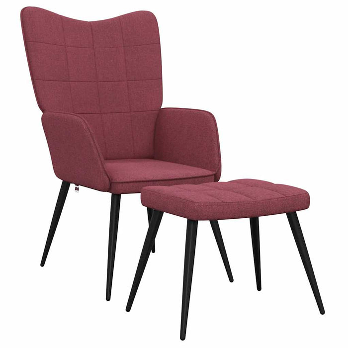 Scaun de relaxare cu taburet, roșu vin, textil - WALTI WALTI