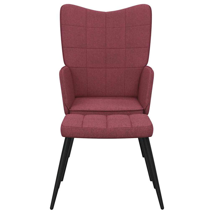 Scaun de relaxare cu taburet, roșu vin, textil - WALTI WALTI