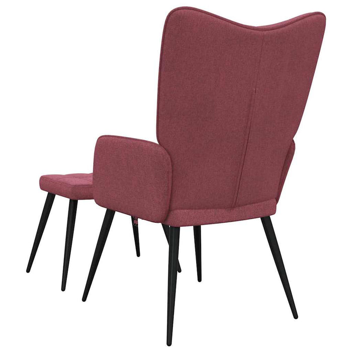Scaun de relaxare cu taburet, roșu vin, textil - WALTI WALTI