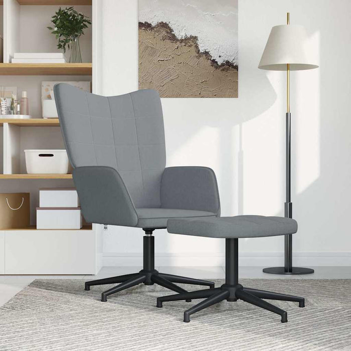 Scaun de relaxare cu taburet, gri deschis, textil WALTI