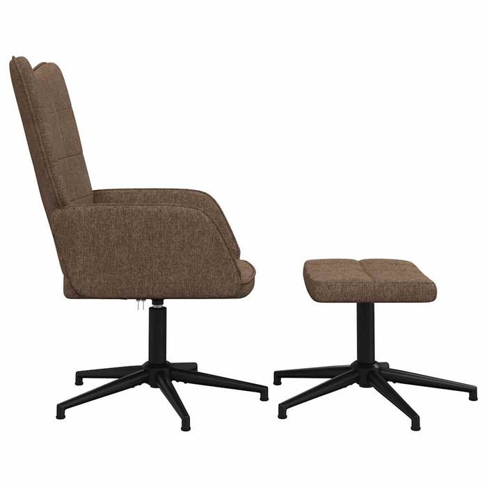 Scaun de relaxare cu taburet, maro, textil WALTI