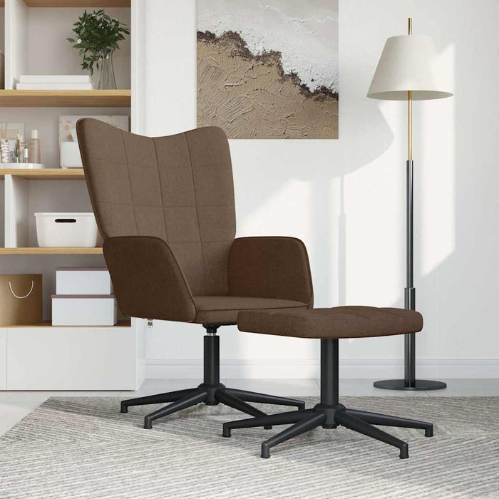 Scaun de relaxare cu taburet, maro, textil WALTI