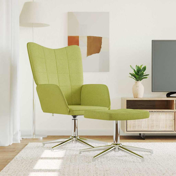 Scaun de relaxare cu taburet, verzi, textil WALTI
