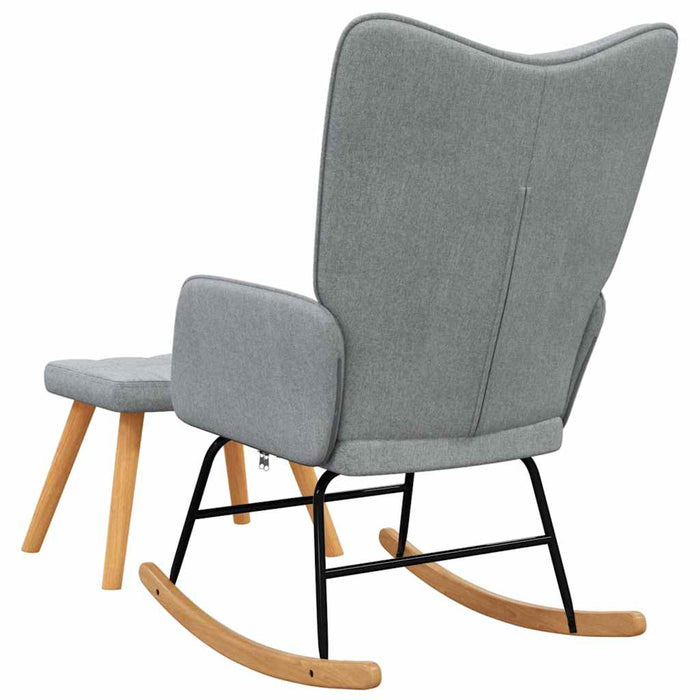 Scaun balansoar cu taburet, gri deschis, textil - WALTI WALTI