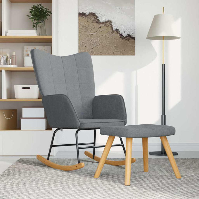 Scaun balansoar cu taburet, gri deschis, textil - WALTI WALTI