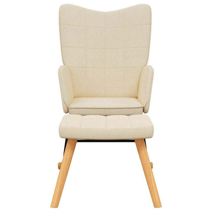 Scaun balansoar cu taburet, crem, textil - WALTI WALTI
