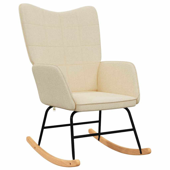 Scaun balansoar cu taburet, crem, textil - WALTI WALTI