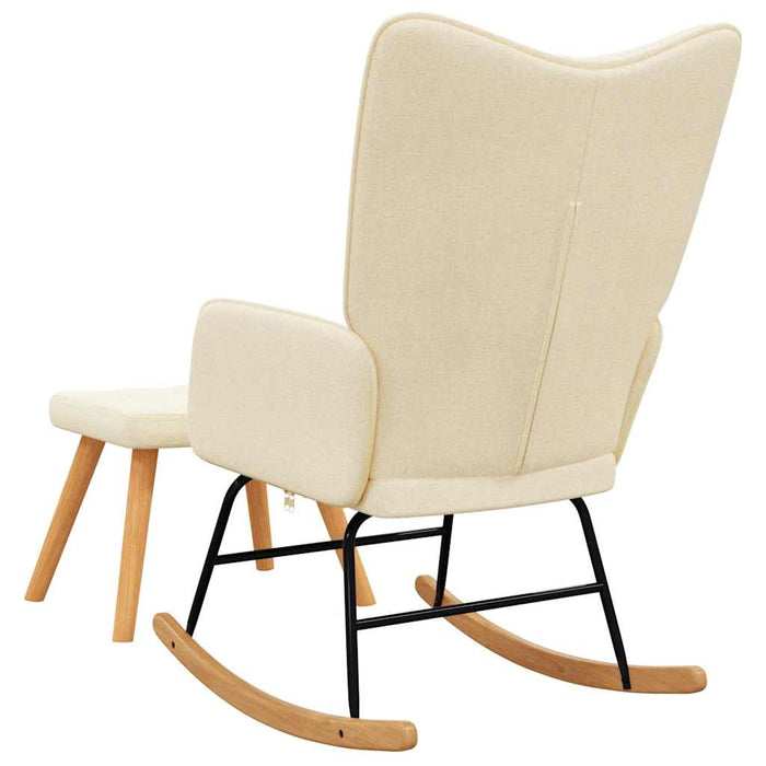 Scaun balansoar cu taburet, crem, textil - WALTI WALTI