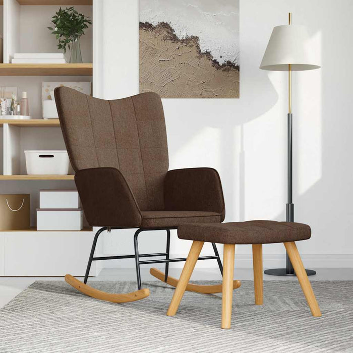 Scaun balansoar cu taburet, maro, textil - WALTI WALTI