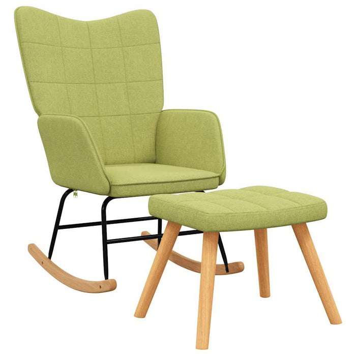 Scaun balansoar cu taburet, verde, textil WALTI