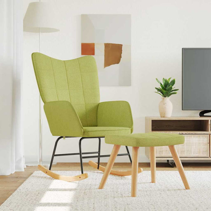 Scaun balansoar cu taburet, verde, textil WALTI