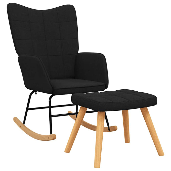 Scaun balansoar cu taburet, negru, textil - WALTI WALTI