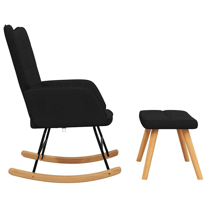 Scaun balansoar cu taburet, negru, textil - WALTI WALTI