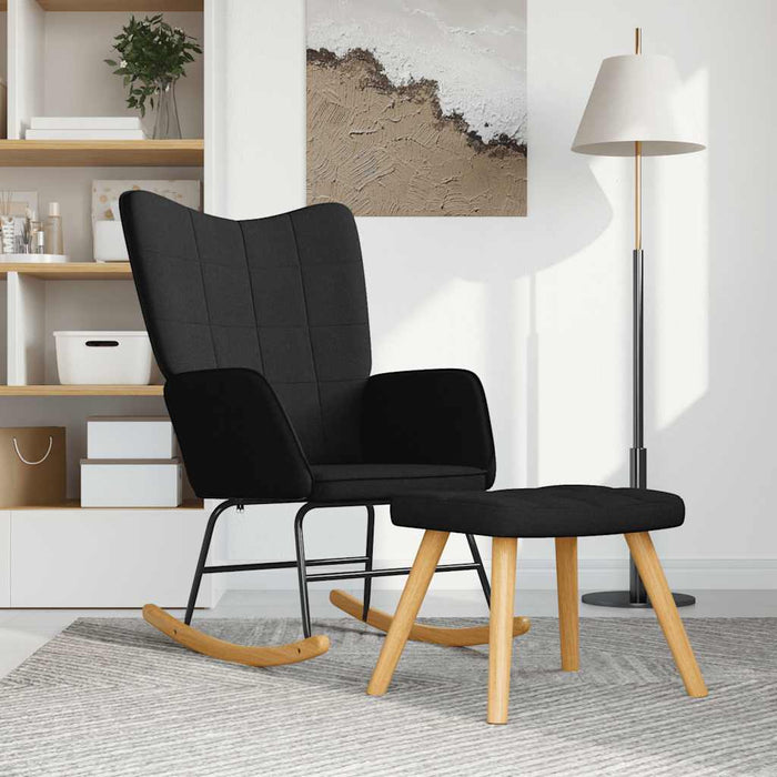 Scaun balansoar cu taburet, negru, textil - WALTI WALTI