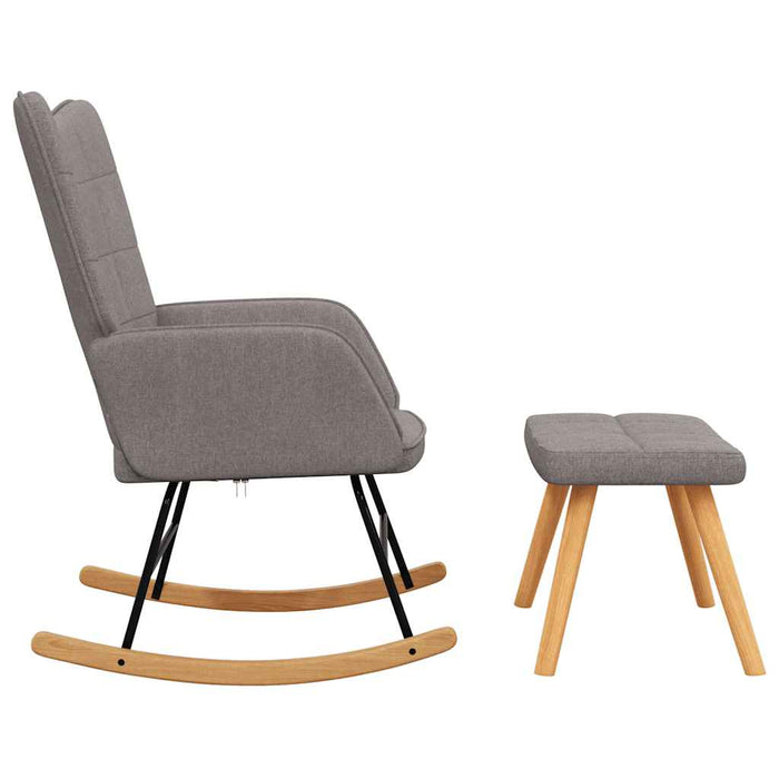 Scaun balansoar cu taburet, gri taupe, textil WALTI