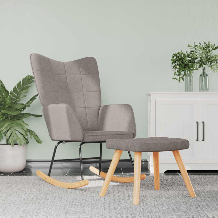 Scaun balansoar cu taburet, gri taupe, textil WALTI